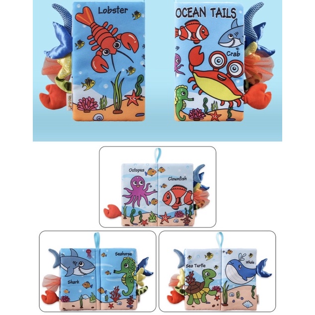 TAILS CARTOON SOFT BOOK | Soft book buku bantal anak bayi | buku kain bayi | buku edukasi bayi-Ocean
