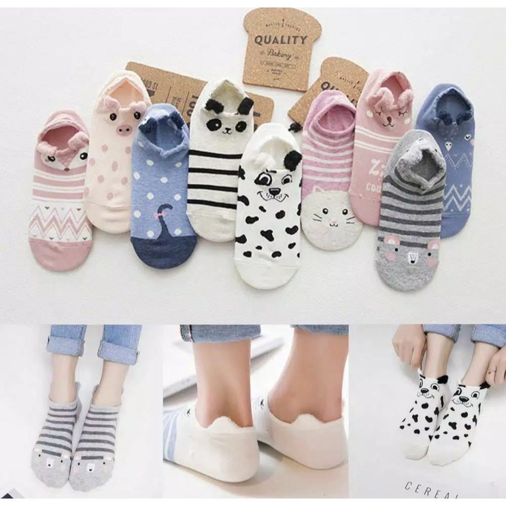 Kaos kaki wanita lucu Kaos kaki Motif karakter hidden sock kaos kaki