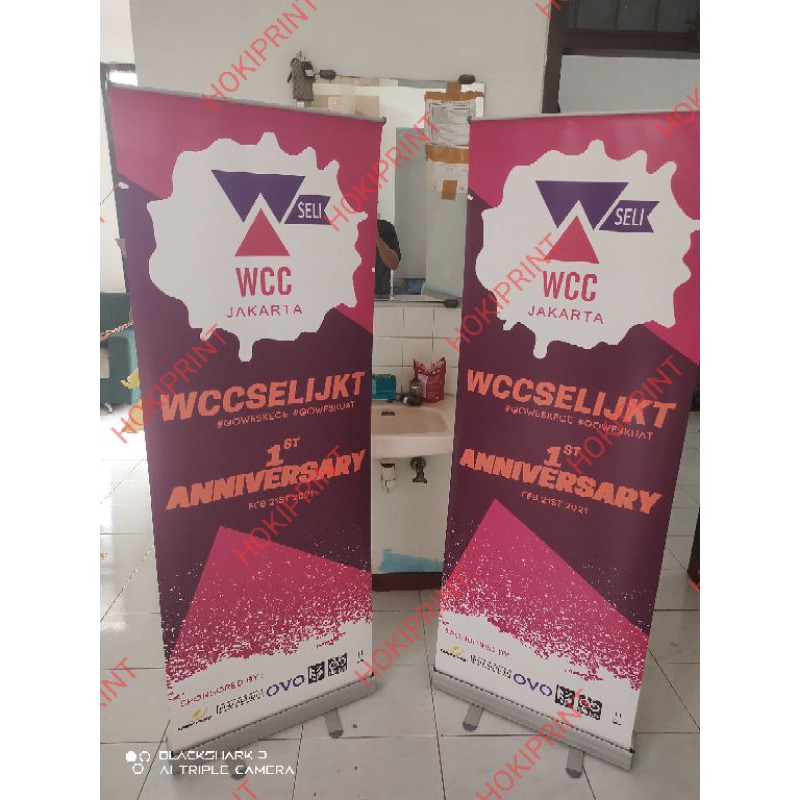 ROLL UP BANNER ALUMUNIUM 60 X 160/ROLL UP BERDIRI BAHAN ALUMUNIUM/STANDING ROLL UP/STAND BANNER