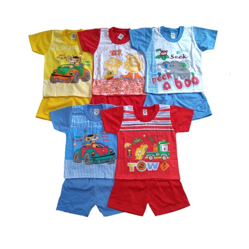 1PCS BAJU SETELAN KAOS PENDEK YOYO MIKEY / Baju + Celana Pendek Bayi Pendek Pola Sablon PE Newborn Baby Unisex Termurah Harga Pabrik Bahan Polyster