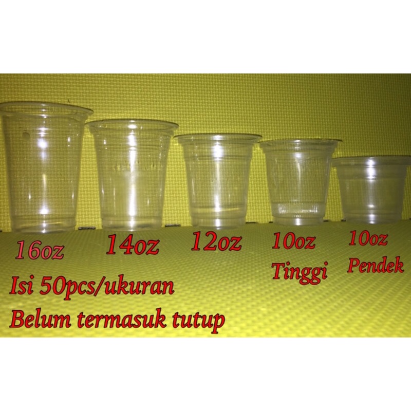 Gelas Plastik Cup Oz Minuman 10oz 12oz 14oz 16oz isi 50 pcs