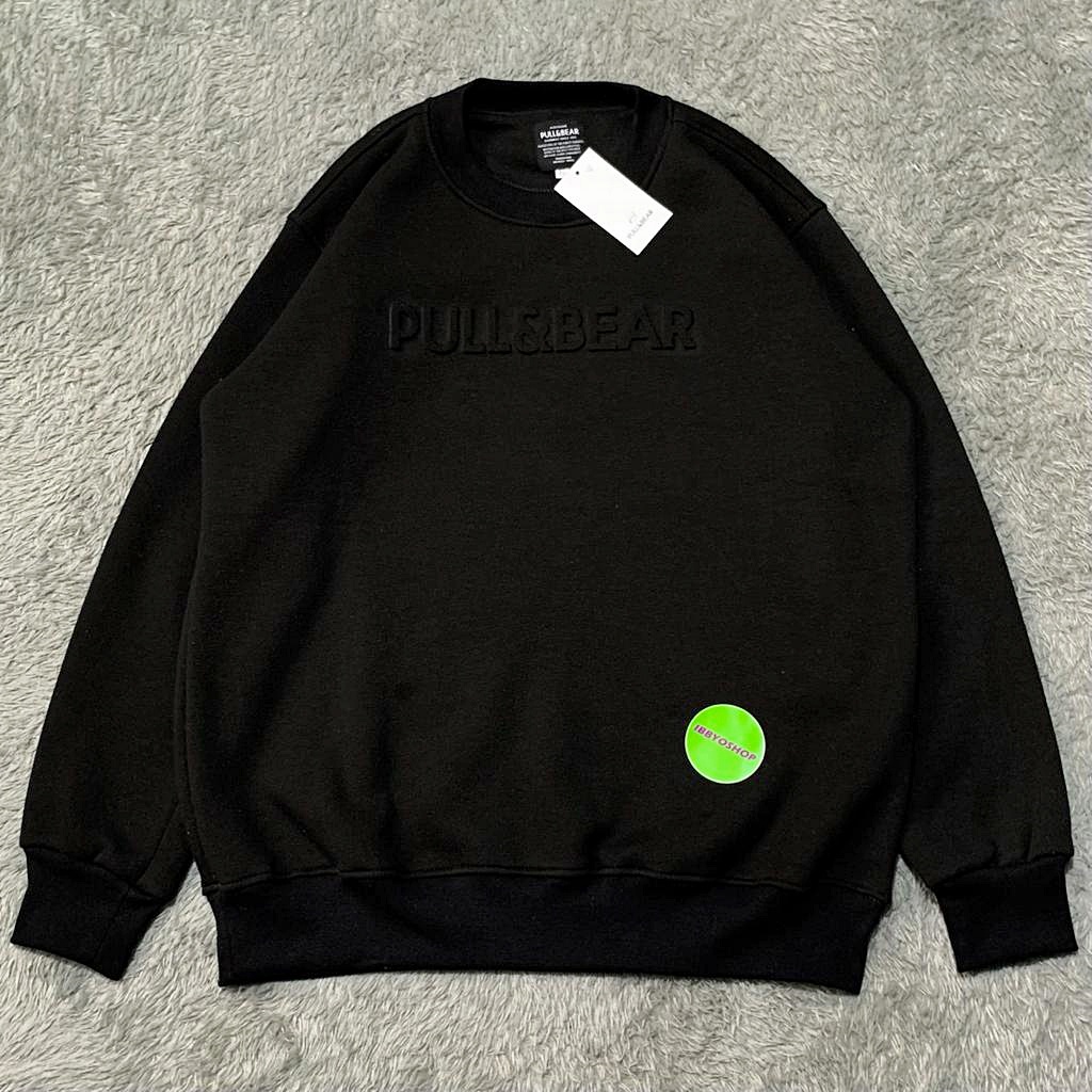 SWEATER CREWNECK PULL&amp;BEAR EMBOSS 3D FONT TIMBUL FULLTAG &amp; LABEL