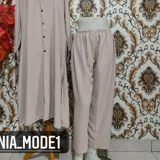 DIVYA SET CRINKLE PREMIUM LONG TUNIK POLOS / DIVYA STELAN LONG TUNIK / DIVYA SET