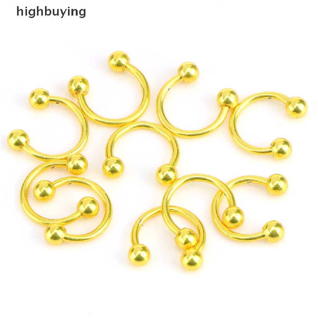 Hbid 10PCS Anting Tindik Hidung / Bibir / Telinga Bentuk Tapal Kuda Bahan Stainless Steel