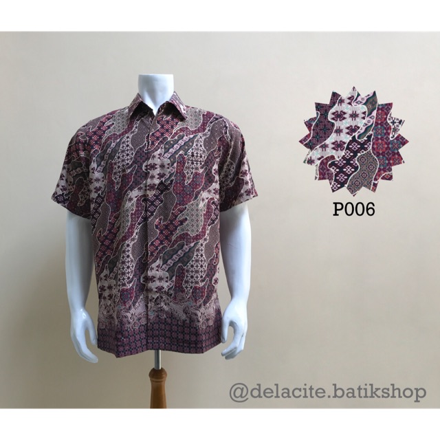 Baju Batik Shirt Lengan Pendek Pria (Purple Lilac Ungu 1)