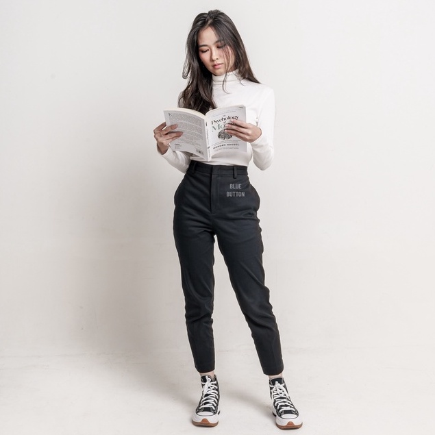BlueButton Celana Panjang Wanita Smart Chino Ankle Pants Kekinian Slim Basic Daily Wear