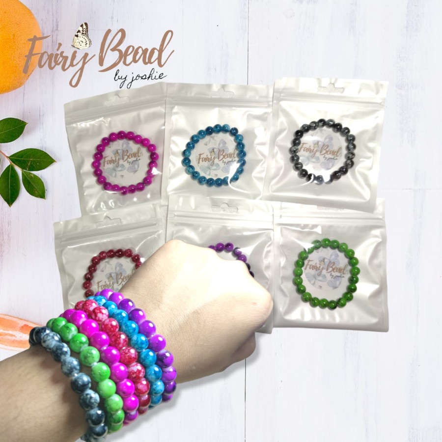 GELANG PRIA WANITA MODEL MINIMALIS, Manik Mutiara Batu Pirus Sintetis