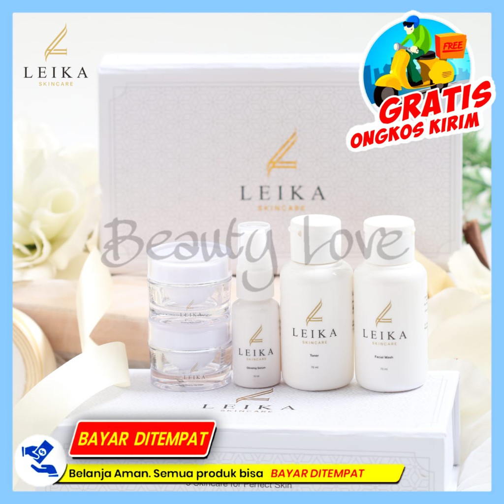 Paket Pemutih Wajah Glowing LEIKA SKINCARE 5IN 1 DIJAMIN ORIGINAL 100% BPOM