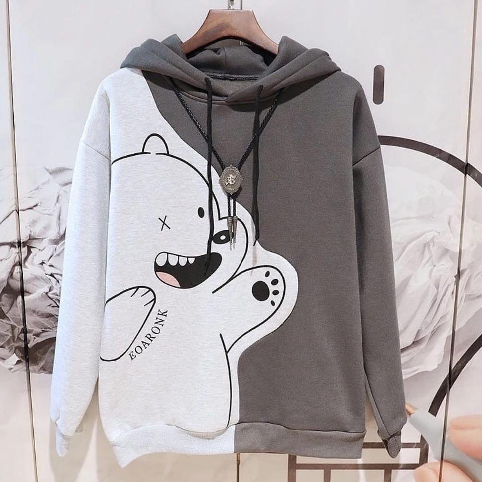 HOODIE SWEATER | BURGUNDY BEAR COMBIE | SWEATER HOODIE {GND.19Au22y}