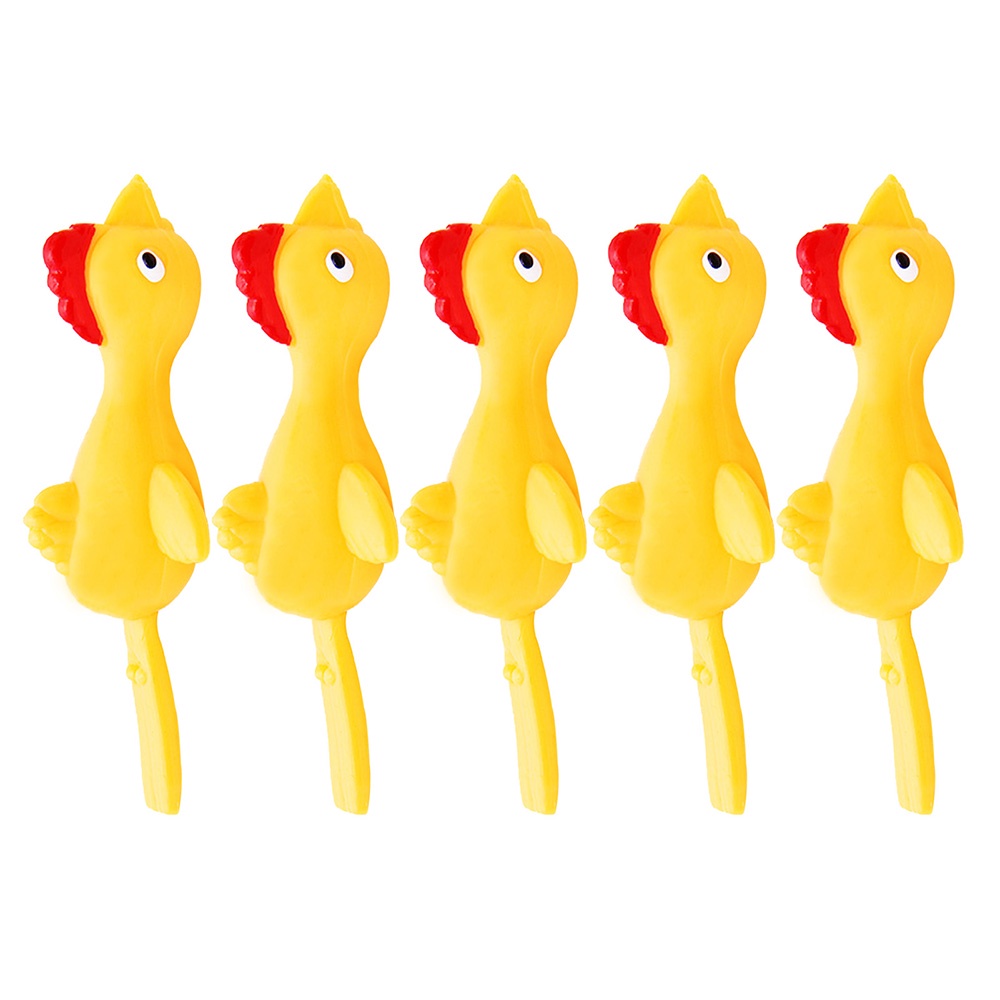 QUINTON Yellow Practical Joke Toys Funny Finger Toys Ejection Turkey Stretchy Flying 5pcs Gags Novelty Catapulted Chicken/Multicolor