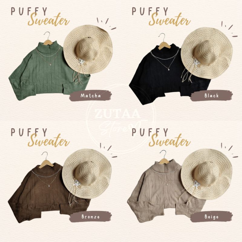 TURTLENECK BLOUSE RAJUT PUFFY SWEATER