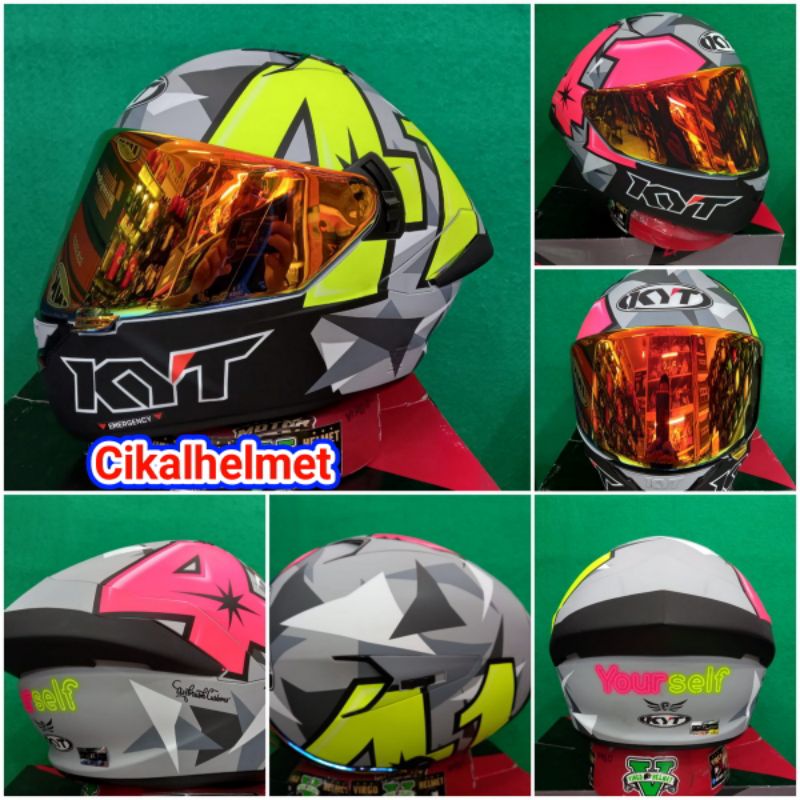 KYT NFR ALEIX ESPARGARO 2019 MATT GREY FUXIA PINK PAKET GANTENG TERMURAH