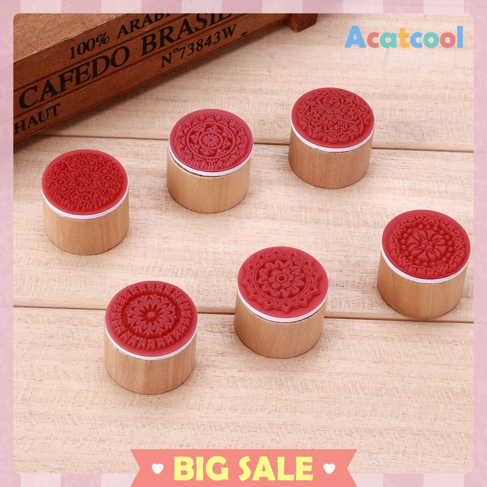 Stempel Bulat Motif Bunga Vintage Bahan Kayu Untuk DIY Scrapbook / Album Foto