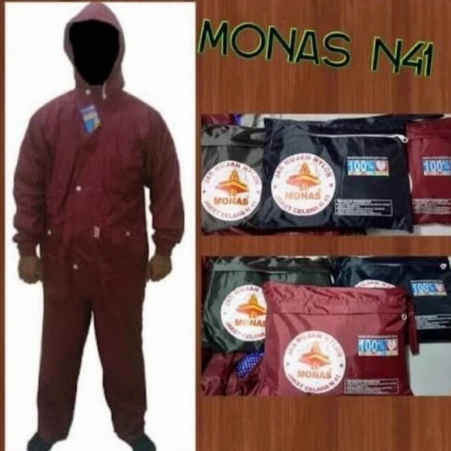 Jas hujan jaket celana nilon Monas n41