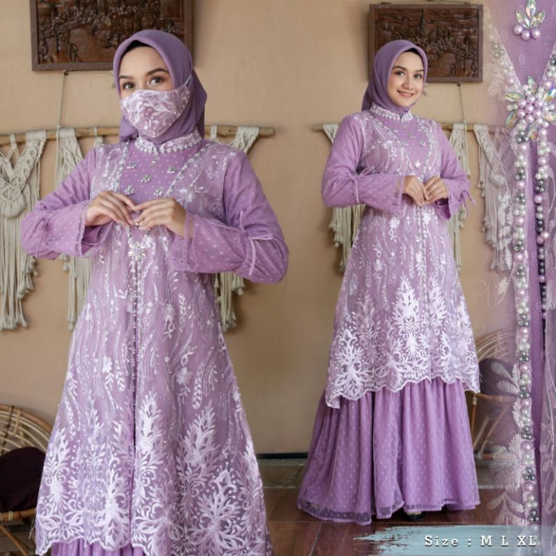 Permata Olshop / Gamis Rianty DJM  / Kebaya Gamis Modern / Gamis  Pesta Mewah / Gamis Kondangan / Kebaya Pesta