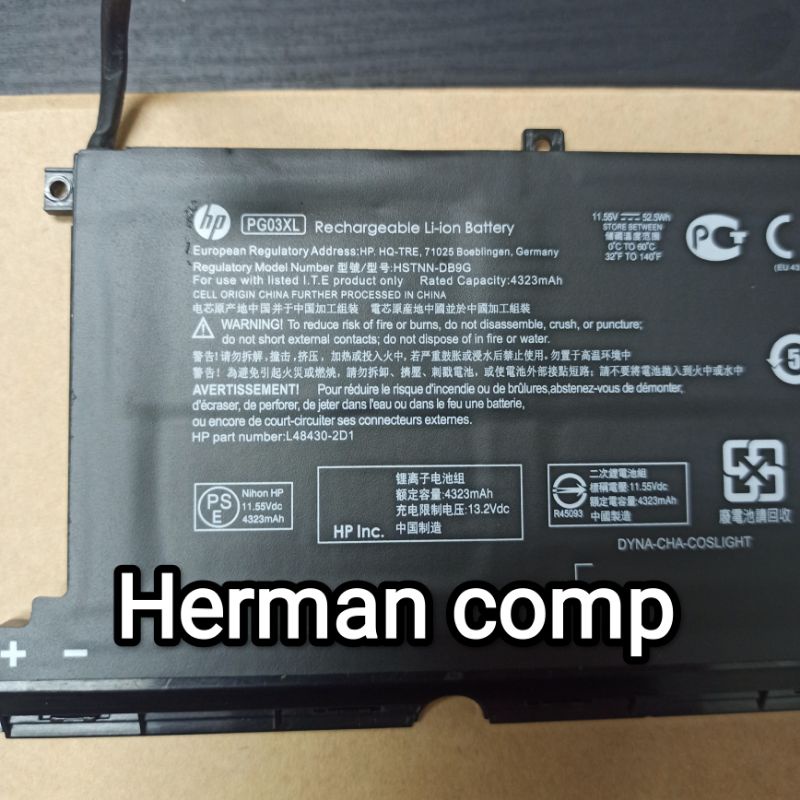 Original Baterai PG03XL HP Spectre X360 15-AP 15-AP000 15-AP002NF HSTNN-DB9G