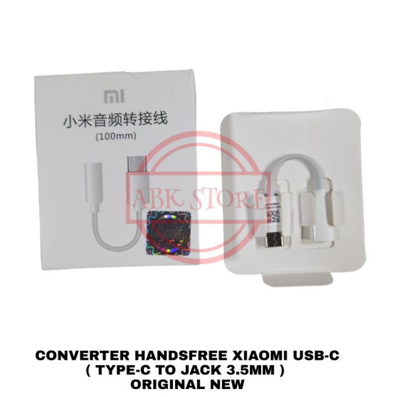 CONVERTER HANDSFREE XIAOMI USB TYPE-C TO JACK 3.5MM SAMBUNGAN HEADSET EARPHONE XIAOMI ORIGINAL