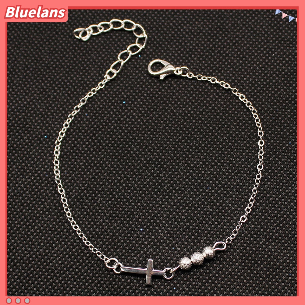 Bluelans Fashion Women Beaded Cross Charm Bracelet Chain Hand Jewelry Birthday Gifts