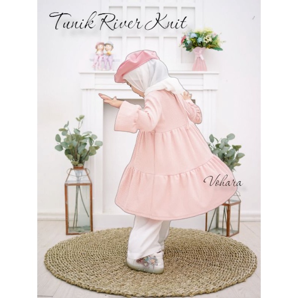 Tunik River Knit 3-9 Tahun Tunik Anak Premium Vohara Dress River Knit kekinian Dress Anak Viral