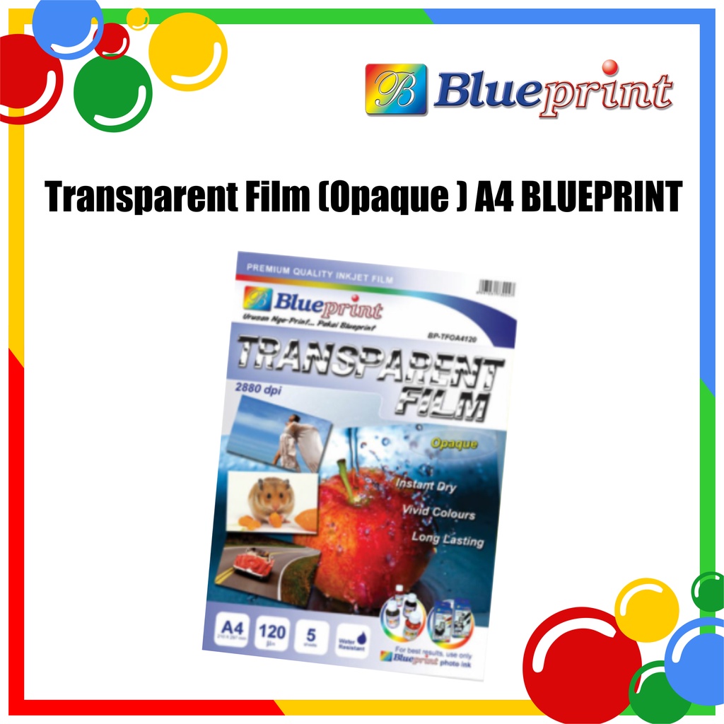 

Kertas Film Transparan / Transparent Film ( Opaque ) BLUEPRINT A4