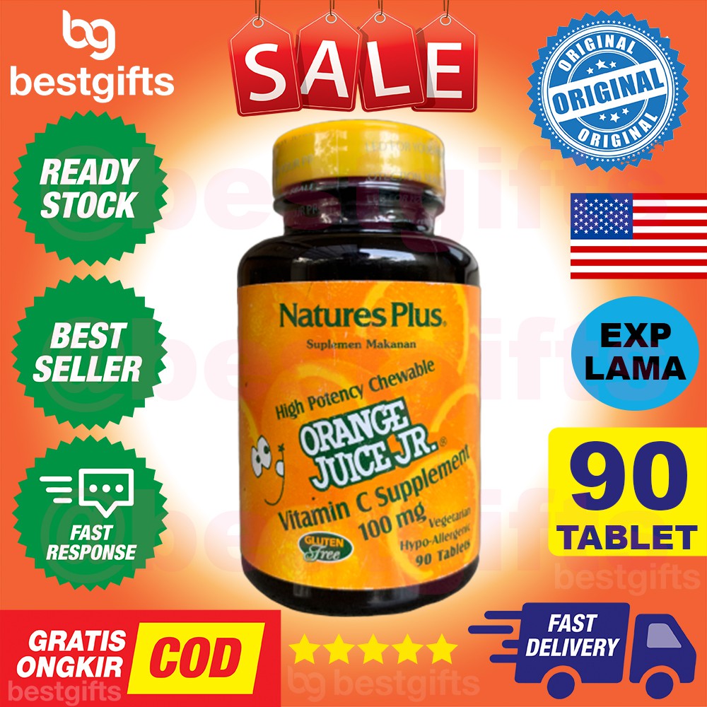 NATURE'S NATURES NATURE PLUS ORANGE JUICE JR 100 MG VITAMIN VIT C JUNIOR ANAK 90 TABLETS