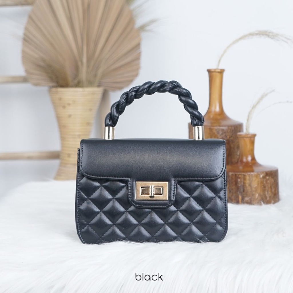 Lesoes - Tas wanita rantai tenteng jinjing import korea tas selempang slempang bahu tas tenteng evel