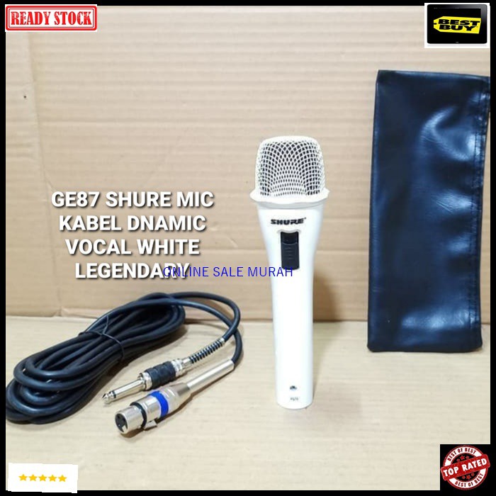 G87 SHURE legendary Mic kabel Microphone cable mik karaoke vocal vokal audio sound system pengeras suara pro profesional mikrophone dynamic legendaris white putih musik G87   BISA SEGALA JENIS AUDIO SYSTEM  TERBUAT DARI BESI METAL  Langsung nyala tanpa ba