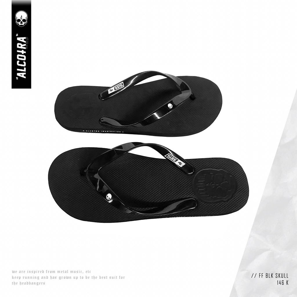 FLIP FLOP BLK SKULL / SENDAL HITAM SKULL / SENDAL JEPIT