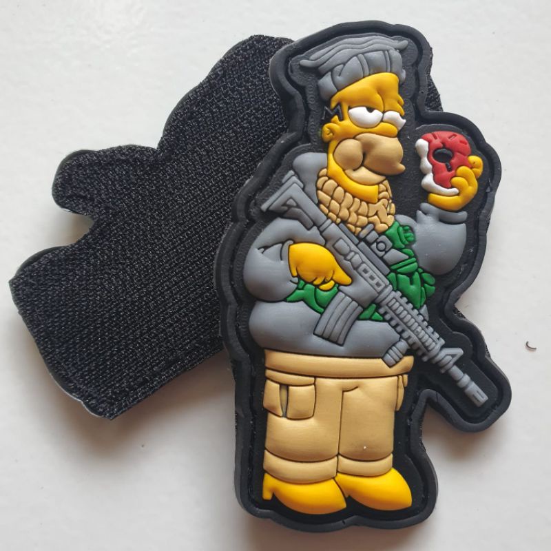 patch rubber logo pvc 3D timbul logo karakter army warrior/sniper/the simpsons/the smurfs/super sonic/tempelan emblem karet velcro