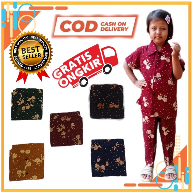 Setelan Anak Kerah  Size XXL Motif Pita