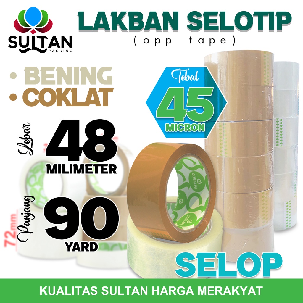 

Arm Lakban Isolasi Selotip 48mm x 90yard Plakban OPP Tape CORTAPE TERMURAH Varian / SELOP
