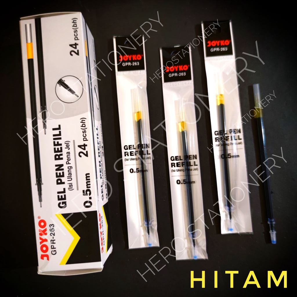 

Joyko refill pen gel mata lancip needle point 0.5 mm tinta hitam GPR-263 . 24 unit