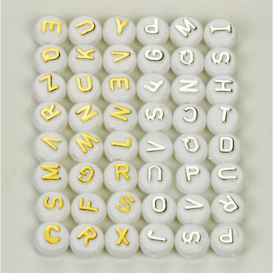 40pcs Manik-Manik Bentuk Huruf Alfabet Warna Emas Dan Silver Ukuran 5x10mm Untuk Membuat Perhiasan