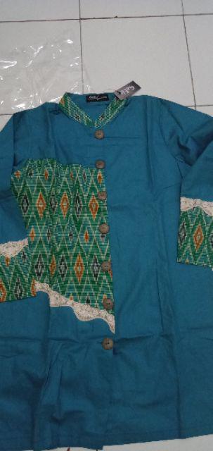 Tunik Batik Galis Katun Jepang Kombinasi Tenun Nusantara Bg133