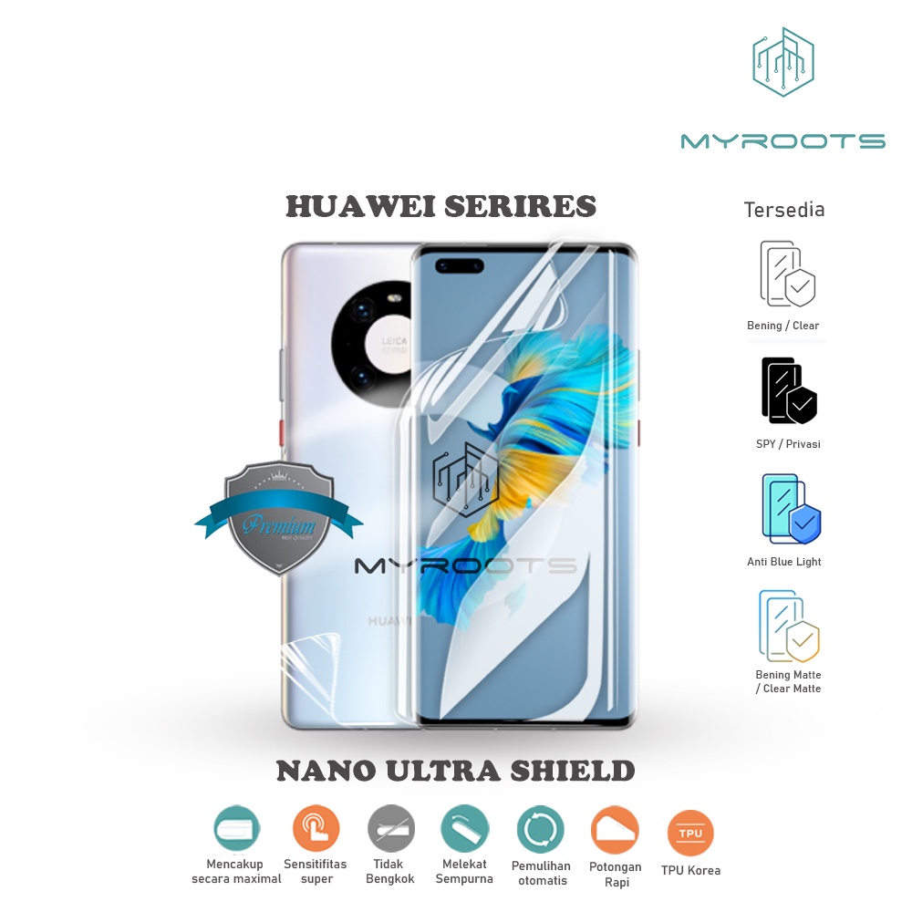 ANTI GORES JELLY HYDROGEL HUAWEI Mate 40 Pro Mate 30 Pro - Mate 20 Pro - P40 Pro + PLUS - Nova 5T Anti Spy Privasi - Glare Matte- Blue ray