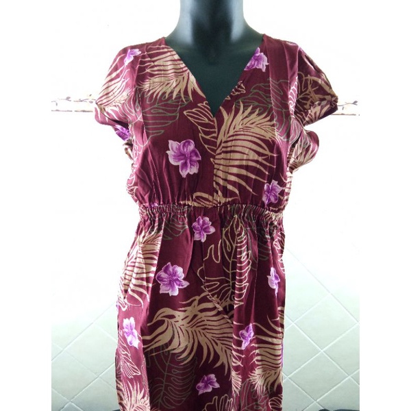 dress mano pendek wanita dewasa simpel motif bunga Bali