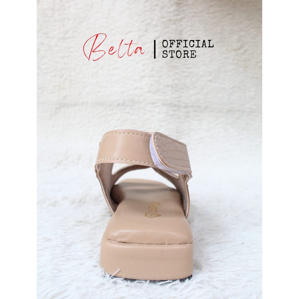 BELTA Sandal Wanita Tali Belakang Sol Tebal Empuk Mocca Tan Mustard Black