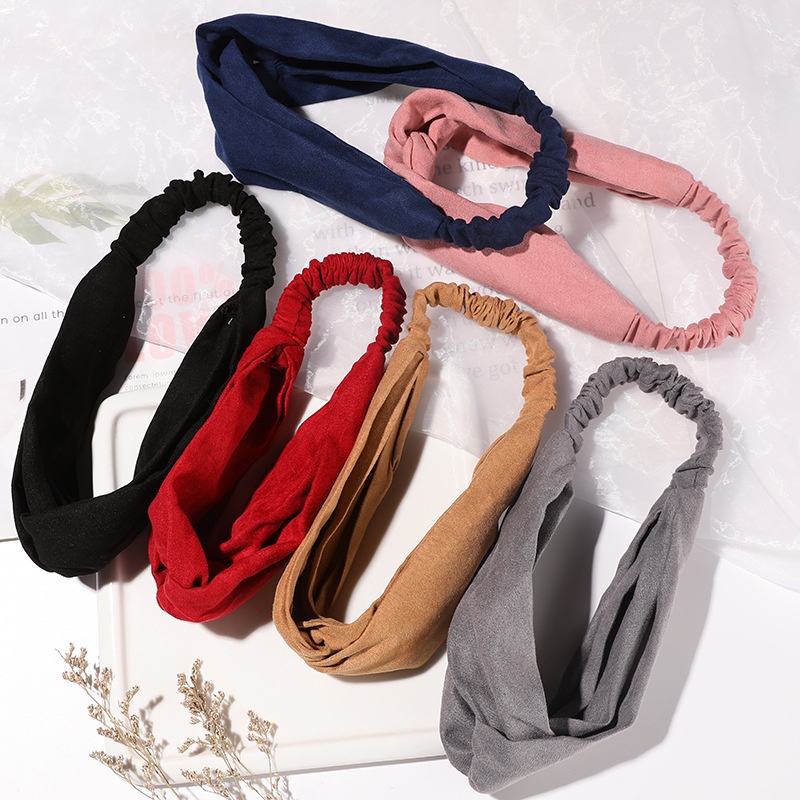 Bandana Simpul Twist Polos Elastis Ala Korea - BUM