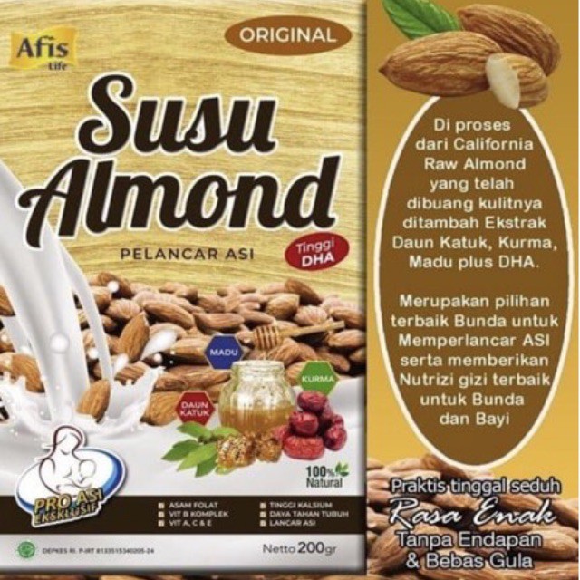 Afis Life Susu Almond - Pelancar Asi Booster - Minuman Ibu menyusui