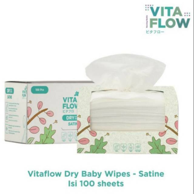 (FREE POUCH) VITAFLOW Dry Tissue  Satine 100s Multipurpose Dry Wipes  Filter Masker