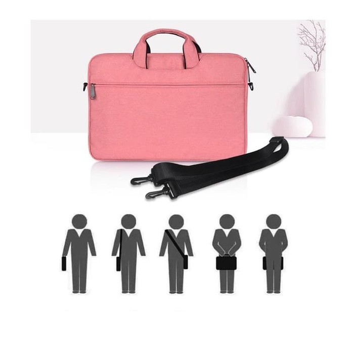 Tas Laptop Selempang Nylon Waterproof Size 13 inch pink