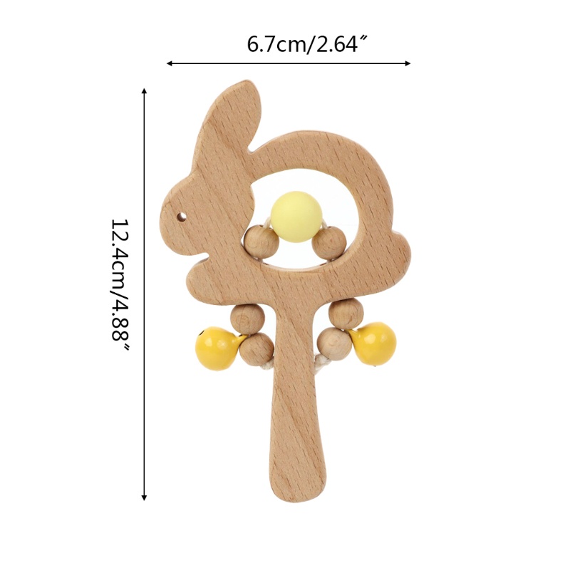 Mary Mainan Edukasi Teether Rattle Bentuk Kelinci Bahan Kayu Untuk Bayi