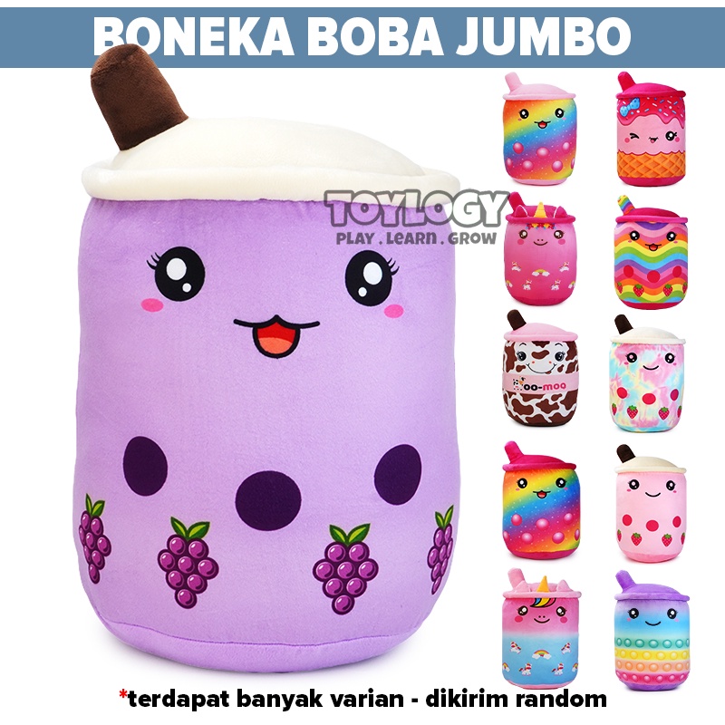 Boneka Boba Milk Tea Brown Sugar Stroberi Anggur Bubble Pelangi Unicorn Pony Sapi Pop It Jumbo