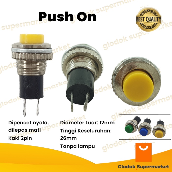 Switch Push On Besi 2 Pin Saklar Mini 2pin Tombol 2 Kaki