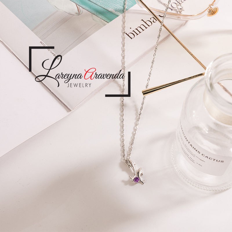 Kalung Titanium Wanita Anti Karat Model Dolphin Kristal Zircon AAA KL001