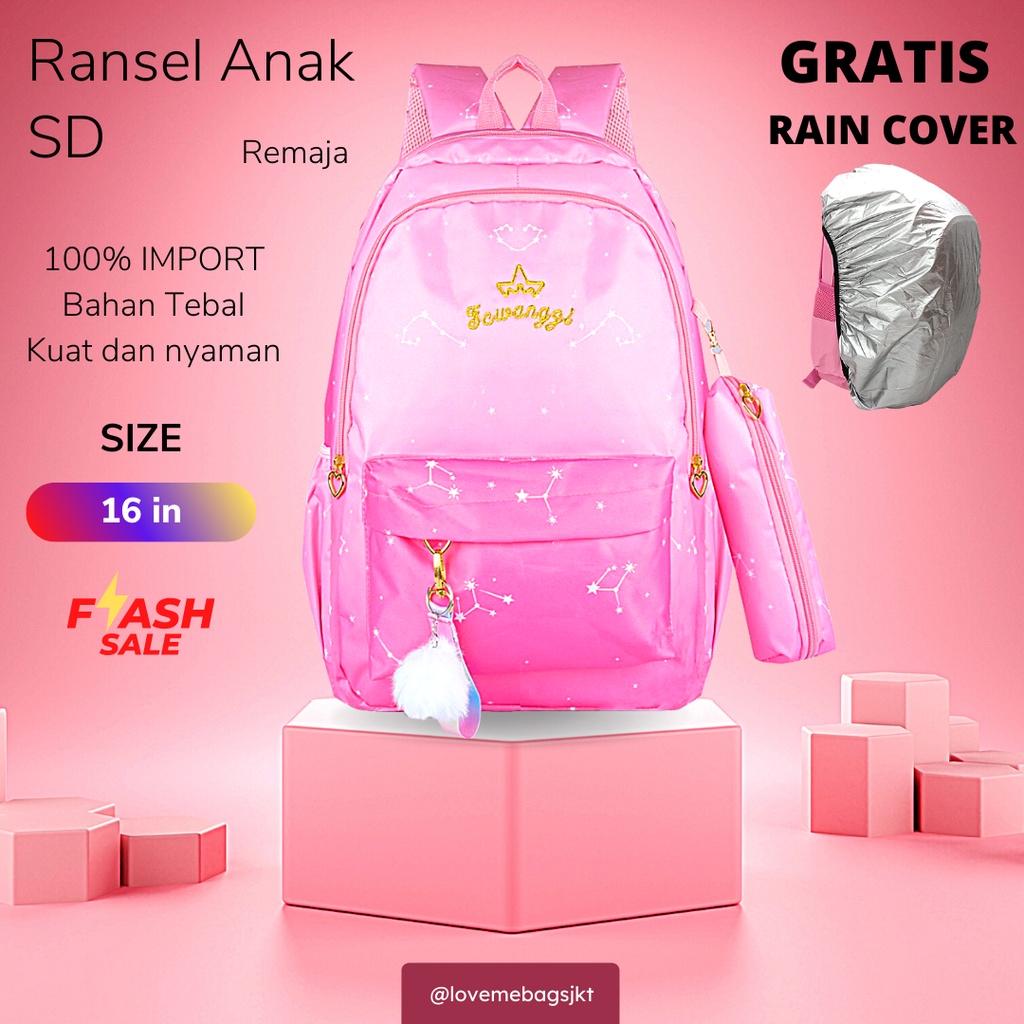 Tas anak perempuan LMB Kualitas import Bahan Berkualitas Anti Air Cocok Untuk Anak Remaja Gratis Rain Cover Bag Parasut Premium