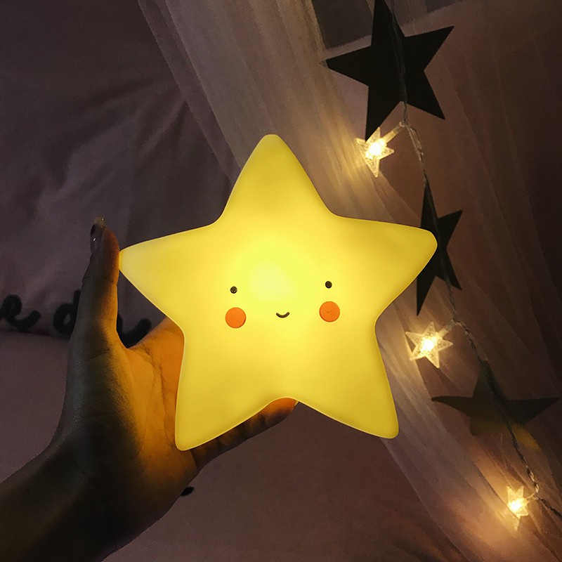 Retaily HL0031 Lampu Tidur Motif Awan Bulan Bintang Lampu Tidur Batrai LED Lampu Tidur Unik