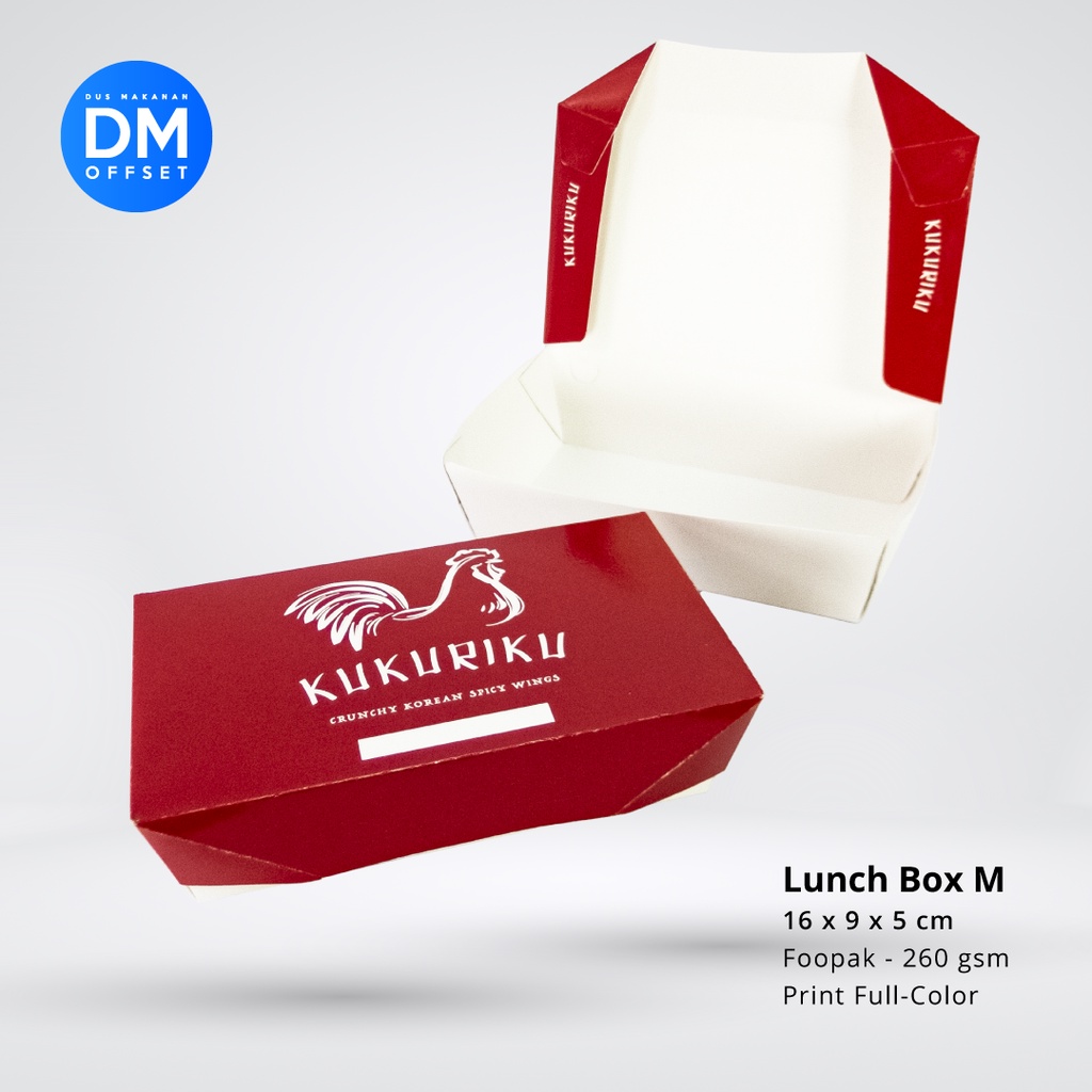 

Dus Lunch Box M (16 x 9 x 5 cm) Bahan Foopak, Print Full-Color
