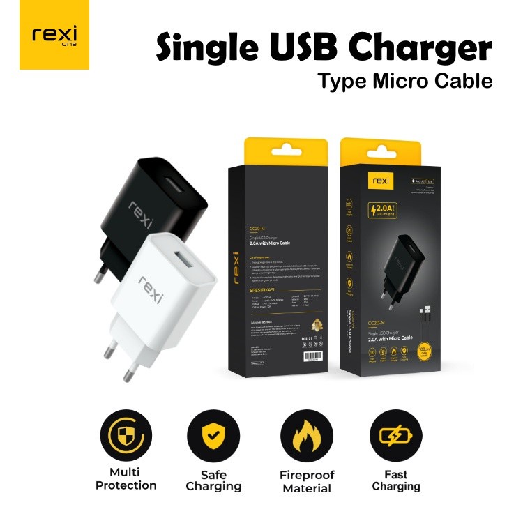REXI Charger CC20-M 2.0A With Micro Cable