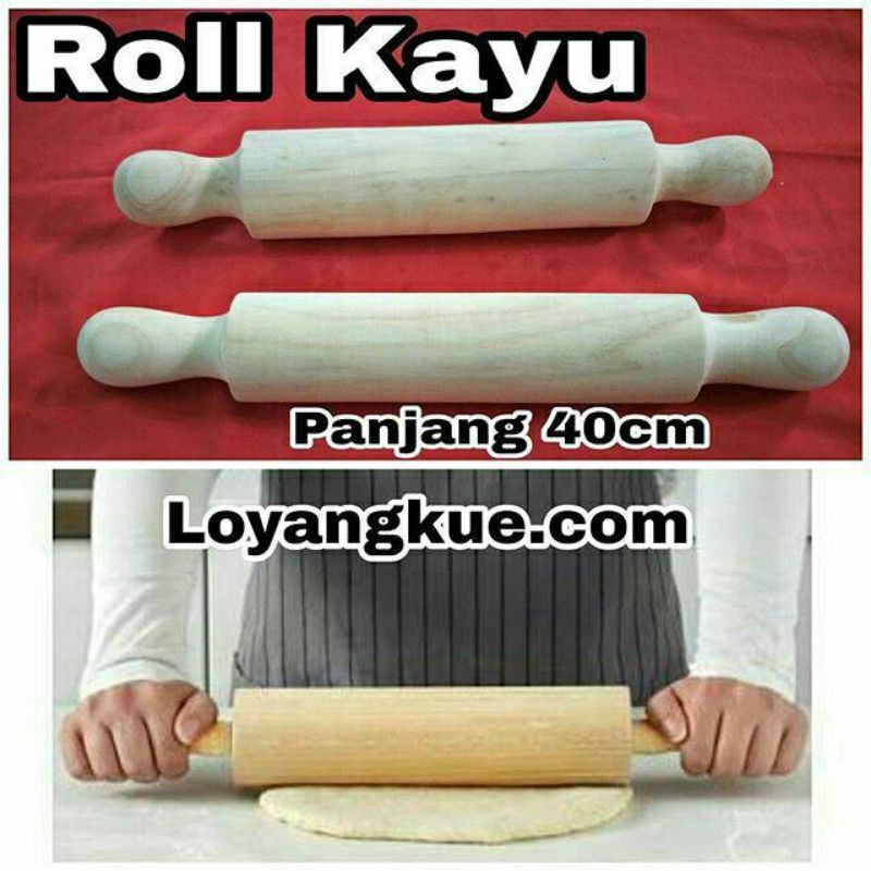 rollpin kayu pemutar penggiling adonan kue